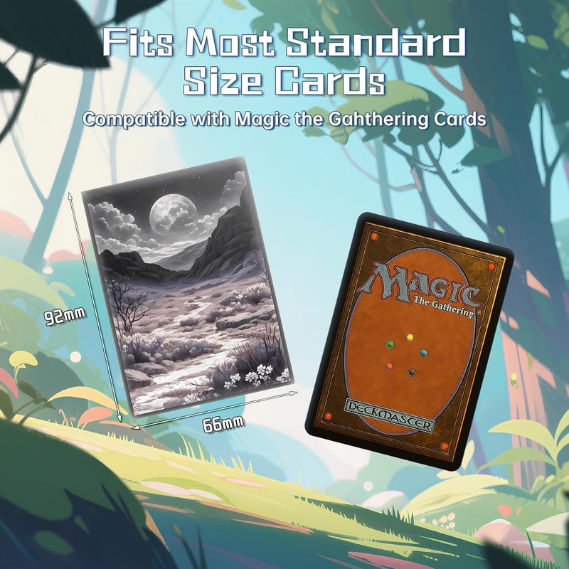 Kiiransr MTG Card Sleeves - Scrubland(White Black) - Fantasy Dual Lands Series - Ultra Clear Front & Matte Finish Back, 100 Count Standard Size TCG Art Sleeves for Magic The Gathering - Image 4